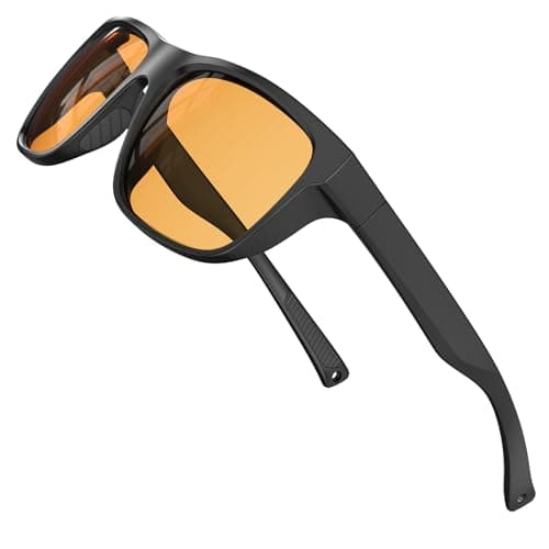 Bloomoak Gaming Glasses | Blue Light Blocking Glasses | Comfortable | Anti Glare, Fatigue, Eyestrain | Computer,Screen,Phone (Rectangle - L, Light Amber - Frosted Black Frame)