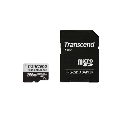 Transcend USD350V 256GB High Endurance microSDXC Class 10 U3 V30 Memory Card for Dash Cam & Security Cameras with Adapter TS256GUSD350V