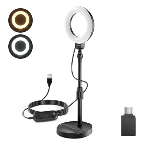 NEEWER BASICS 5"/13cm Desk Ring Light with Stand, 10W LED, Black BR60