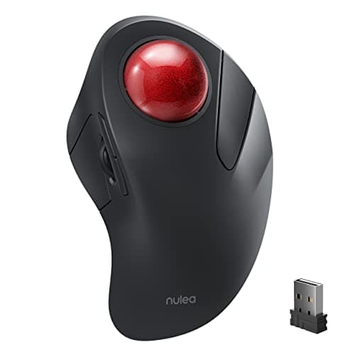 Nulea Wireless Trackball Mouse,Rechargeable Ergonomic Mouse, Easy Thumb Control, 5 Adjustable DPI, 3 Device Connection (Bluetooth or USB) for PC, Laptop, iPad, Mac, Windows, Android