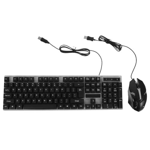 CAXUSD Wired Gaming Keyboard and Mouse Set Led Backlit Computer Keyboard Mouse Combo with Ergonomic Design Floating Keycaps Drainage Holes Usb for Pc Laptop Desktop