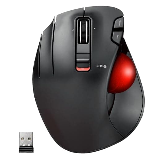 ELECOM EX-G Left-Handed Trackball Mouse, Thumb Control, 2.4GHz Wireless
