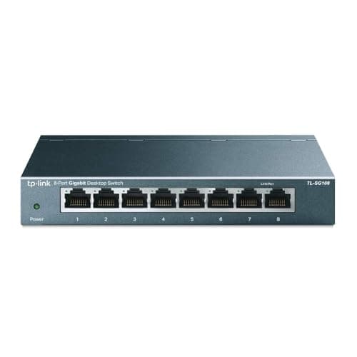 TP-Link TL-SG108 8-Port Gigabit Ethernet Switch, 10-100-1000 Mbps Network Switch, Green Ethernet Technology, Supports QoS, IGMP LAG, Desktop/Wall-Mount, Steel Case