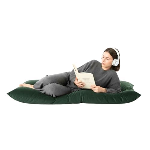 Kosiproducts Beanbag Floor Cushions Pillow Plush Velvet 100% Soft Polyester-Bottle Green-84x65
