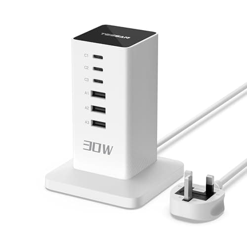 TESSAN 30W USB Charging Station, 6-Port Multi USB Charger with 2m Cord