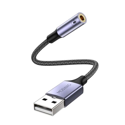 MOSWAG USB to 3.5mm Jack Audio Adapter, DAC USB External Sound Card
