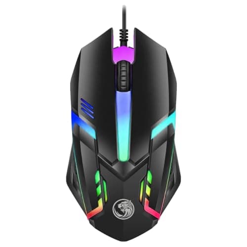 JUSTOP Gaming Mouse, USB Wired Plug&Play, Lightweight, 1000 DPI Optical Sensor, RGB LED Lighting, Black