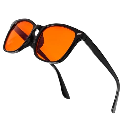 VANANA Blue Light Blocking Glasses for Men & Women – Gaming Glasses with Anti-Glare UV400 Filter, Reduces Eye Strain & Fatigue, Light Sensitivity Glasses (#1 Square Black Frame, Orange Lens, 54 x42mm)
