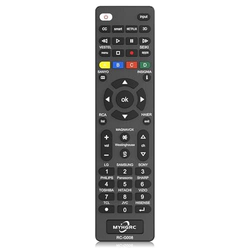 MYHGRC Universal TV Remote Control for Samsung, LG, Sony, Philips, Sharp, Panasonic, Smart TV, TCL, HAIER Toshiba Hitachi VIZIO TV remote universal with Netflx 3D APPS Buttons