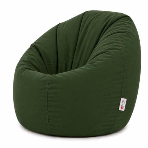 MaxiBean Large Round Beanbag Chair – Perfect for Gaming & Relaxing (GREEN)