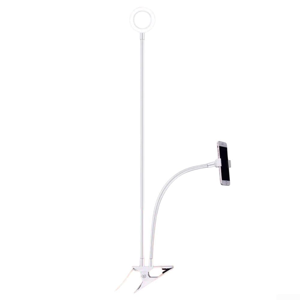 LED Ring Light with Adjustable Clamp for Mobile Streaming and Photography Use (White)