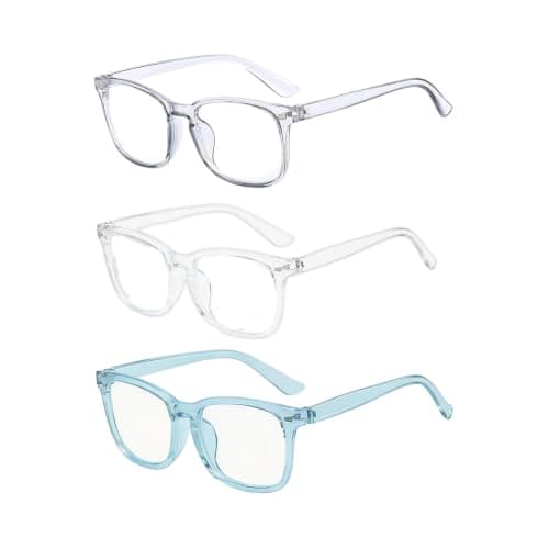 SRLWMYI Blue Light Glasses 3 Pack for Men and Women, Blue Light Blocking Glasses with Clear Lenses, Lightweight PC Frame Clear Glasses for Screen Use, Gaming, Reading, Office Work, UV400 Protection