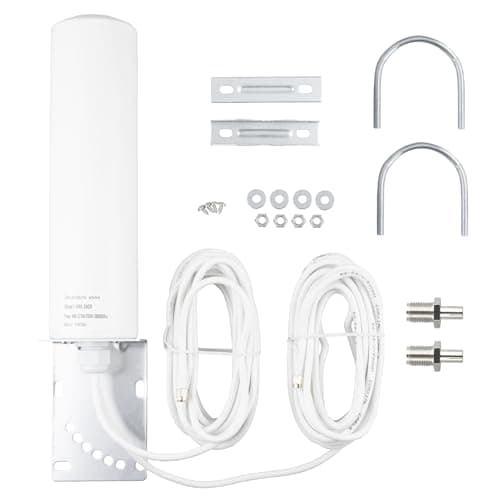 BOOBRIE 4G 5G LTE Antenna Outdoor 10dBi SMA TS9 Adapter 698-2700 3300-3800MHz High Gain WiFi Antenna Outdoor LOW LOSS Dual SMA Male 5M RG58 Cable 4G LTE OmniDirectional Router Hotspot
