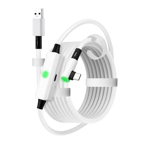 ELUTENG VR Link Cable 5m, 27W USB C Charging Cable Compatible with Meta Quest 2/3, Pico 4 and PC VR Headset Steam VR Accesorios, USB 3.0 5Gbps USB to USBC Link Cord for Virtual Reality Headset, White