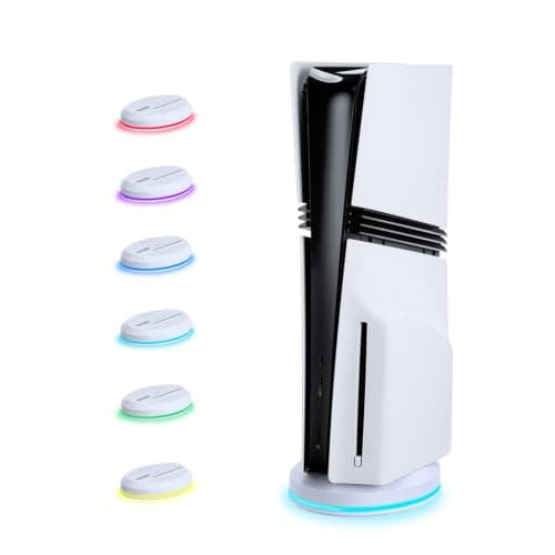 Mcbazel PS5 Cooling Stand for PS5 Pro / PS5 Slim / PS5, 3-Speed Cooler Fan Base with 8 LED Light Modes, Anti-Slip Vertical Mount with Fixing Screw for Playstation 5 Accessories