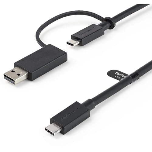 3ft Hybrid USB-C Cable w/USB-A Adapter, Black | 8K 60Hz/4K 144Hz DP Alt Mode, 5Gbps Adapter, Hybrid 2-in-1, Al-Mylar Shield, USB 10Gbps