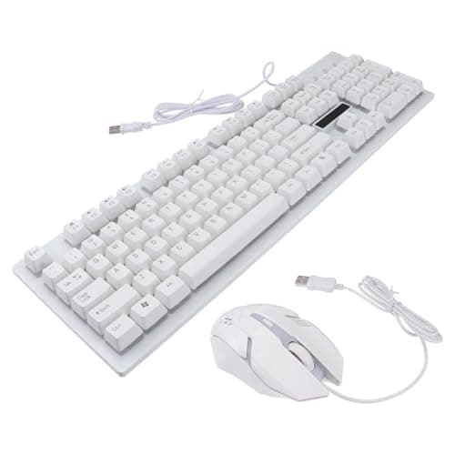 Kichvoe Wired Gaming Keyboard and Mouse Set Usb Keyboard Mouse Combo with Luminous Keys Non-Conflict Design Suitable for Home Office Cafe Use