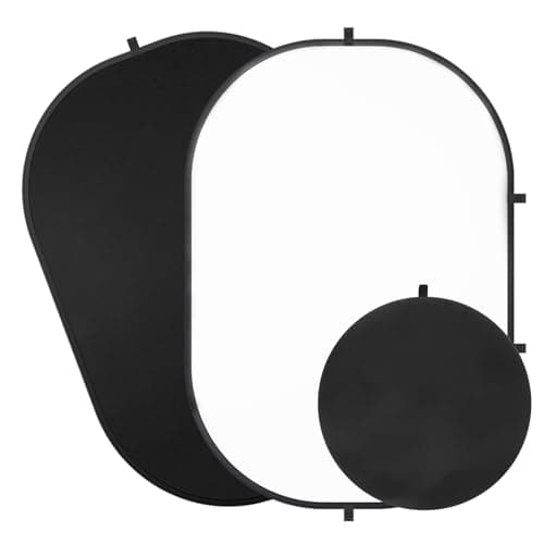 5X6.5ft Backdrop for Photography, Double Sided White Screen and Black Screen, 2 in 1 Collapsible and Reversible Background for Photography, YouTube Videos,and Live Streaming