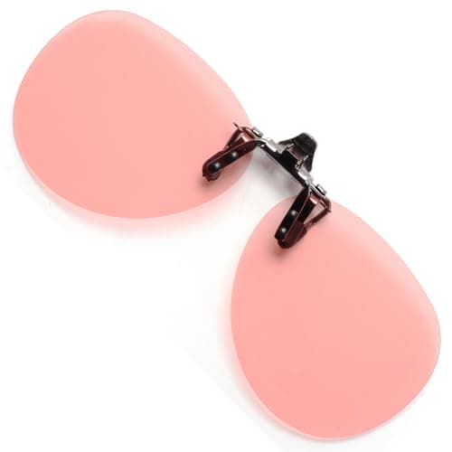 VANANA Rose Tinted Migraine Glasses - Clip-On Light Sensitivity Glasses for Fluorescent LED & Computer Screens - Blue Light Filter Lenses (Flip Up Oversized, Rose Tinted, 63 x 50 mm)