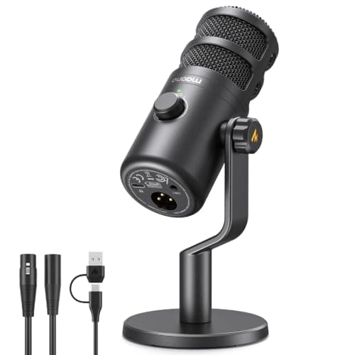 MAONO PD100 Gen2 USB/XLR Dynamic Microphone for PC, 192kHz/24Bit Broadcast Audio, Tap-to-Mute, Real-Time Monitoring, Full Metal Body, USB & XLR Cables Included, for Podcast, Streaming, Recording