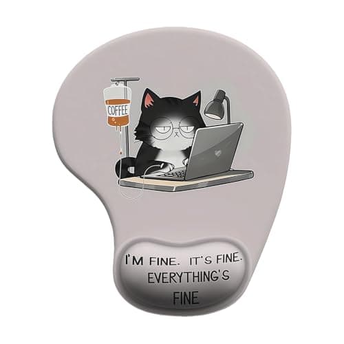 Lirynox Mouse Mat Wrist Support Ergonomic Gel Mouse Pad with Wrist Rest Cute Cat Mouse Mat with Non-slip Anti Slip Rubber Base Cat Mat for Computer Laptop Office Home and Travel