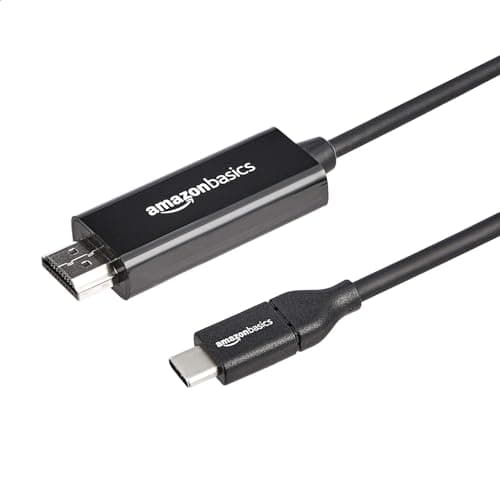 Amazon Basics Uni-Directional USB-C (Source) to HDMI (Display) Cable Adapter (Thunderbolt 3 Compatible) 4K@30Hz, 3 feet, Black