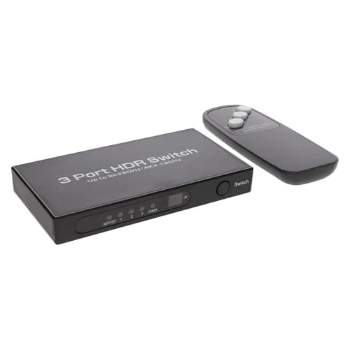 kenable HDMI 2.1 Switch 3 Way Selector 8K 4K 120Hz 3 Input 1 Output with Remote Control for Gaming Console PS5 Xbox TV