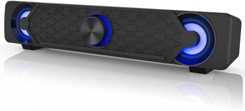 Smalody PC Speakers, Computer Speaker, USB Soundbar, Gaming with Cool LED | Cool LED lights, multimedia USB soundbar, perfect for PC gaming, desktop and laptop
