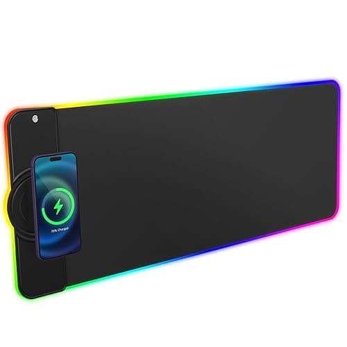 Hcman Charging RGB Gaming Mouse Pad - Wireless 15W Mousepad LED Extra Large