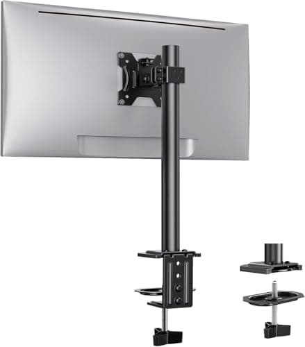 ErGear Single Monitor Stand for 13”-32” Screens, Portable Arm Desk Mount, Monitor Mount Vesa with Height Adjustable Swivel, Tilt, Rotation, 2 Mounting Options, Vesa 75x75/100x100mm Gaming