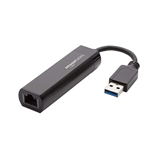 Amazon Basics USB 3.0 to 10/100/1000 Gigabit Ethernet Internet Adapter, Black, 1-Pack