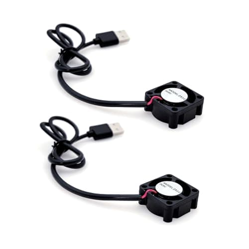 JZK 25x25x10mm DC 5V Mini USB Cooling Fan, 25mm Low Noise, 3400 RPM, 0.02A, Ball Bearing, 2510 Small Brushless DC Fan for Development Board, Graphics Card, 3D Printer
