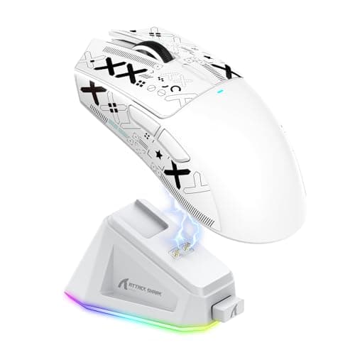 ATTACK SHARK X11 Gaming Mouse with Magnetic Charging Dock, PixArt PAW3311 Gaming Sensor, BT/2.4G Wireless/Wired Gaming Mouse with Mouse Grip Tape, 22000 DPI, Gamer Mice for Win11/Xbox/PS/Mac (White)