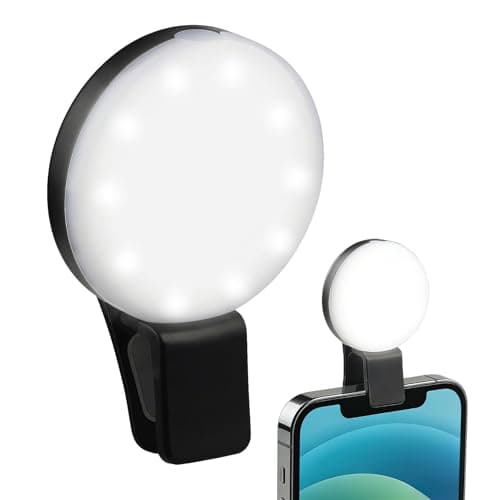 Selfie Clip On Ring Light 3-Level Brightness Selfie Light with Clip 4 Modes Portable Phone Light for iPhone Tablet Laptop Webcast Make Up Live Streaming 25.5 Grams (black)