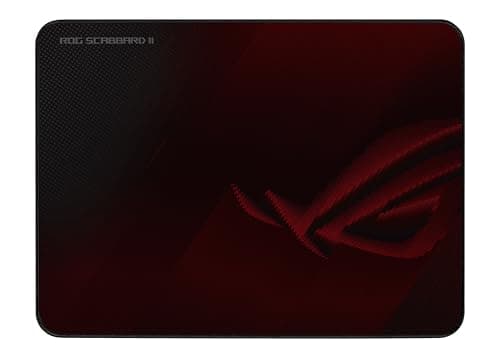ASUS ROG Scabbard II medium gaming mouse pad, 360x260 mm, (protective nano coating for a water-, oil-and dust-repellant surface, with anti-fray, flat-stitched edges and a non-slip rubber base) Black | Water-repellent and dust-proof, wear-resistant seam edges, non-slip rubber base, Medium size 360 x 260 x 3 mm