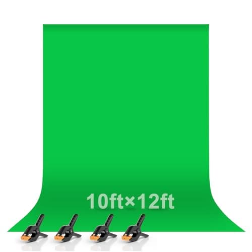 EMART Green Screen Backdrop 3.0x3.6m, Greenscreen Background for Photo | Polyester Green Screen Fabric Cloth, Greenscreen Sheet with 4 Spring Clamps, for YouTube Zoom Meeting Video Studio Streaming