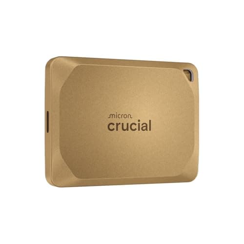 Crucial X10 Pro 2TB Portable External SSD, Up to 2100MB/s Read and 2000MB/s Write, External Solid State Drive, USB-C 3.2, PC and Mac, Dust and Water Resistance, Gold - CT2000X10PROSSD9D02