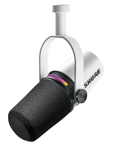 Shure MV7+ USB-C & XLR Podcast Dynamic Microphone - White | USB-C & XLR Dynamic Mic with LED Touch Panel, Auto Level & Pop Filter for Podcasting, Streaming & Recording