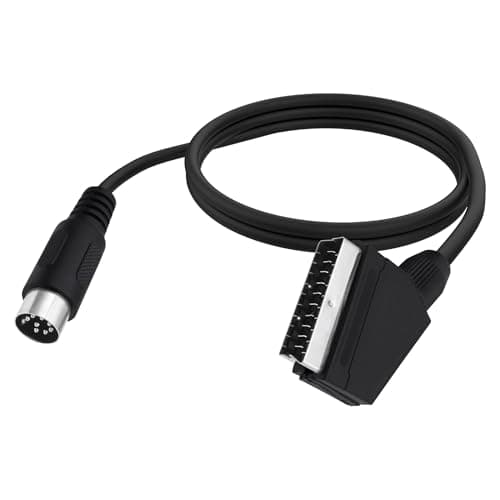 YARCHONN 8 Pin Din to SCART Lead Cable Game Console 21 Pin RGB SCART Male to Din 8 Pin Male Connector AV Cable Audio Video Adapter Lead Cord for Game Console TV PC Monitor -1.8M/5.9FT