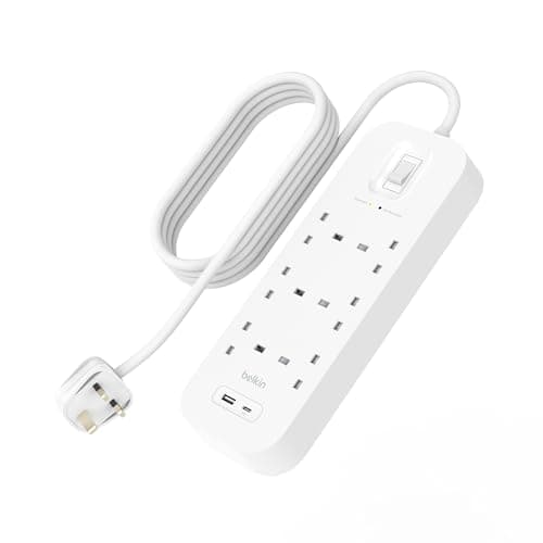 Belkin 6-Outlet Surge Protector Power Strip with USB-C and A Ports, 2m Cord