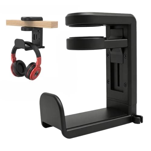 Klyk Headphone Stand Holder with Cable Clip, 360° Swivel Adjustable Mount