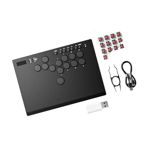 Hrtyvhin Tournament Grade Keyboard with Metal Construction & SOCD Functionality Responsive Fight Stick Alternative Gift Portable Fight Controller