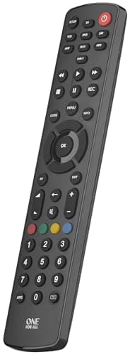 One For All Contour 8 Universal Remote Control – Operates 8 devices (TV Freeview Blu-ray Media streamer IR Game and Audio) - Learning feature - Works with all brands - Black – URC1280