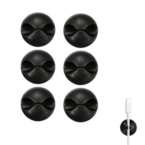Adhesive Cable Clips - Desk Wire Holder Wall Cable Clips for Cables, 6 Pack