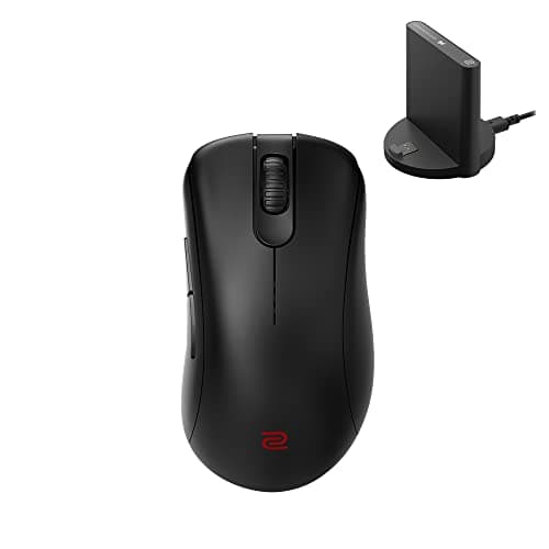 BenQ ZOWIE EC2-CW Wireless Ergonomic Gaming Mouse for Esports | Enhanced Receiver | 24-step Scroll Wheel | Driverless | Matte Black Coating | Medium Size