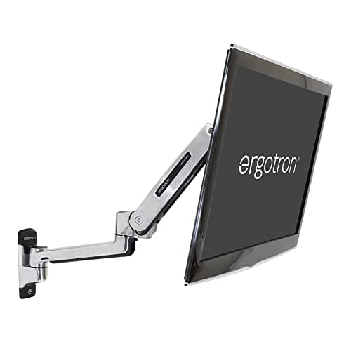Ergotron – LX Sit-Stand Single Monitor Arm, VESA Wall Mount – for Monitors Up to 42 Inches, 3.2-11.3kg – Polished Aluminum (45-353-026)