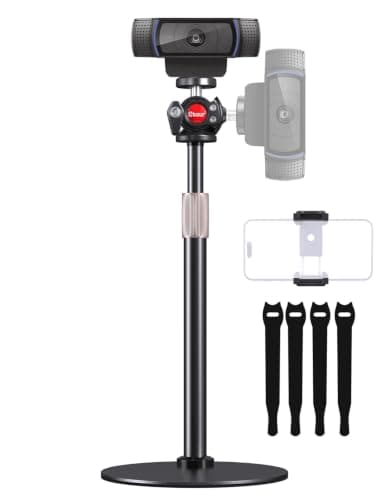 Webcam Tripod Stand for Desk, Small Base, Ballhead & Height Adjustable