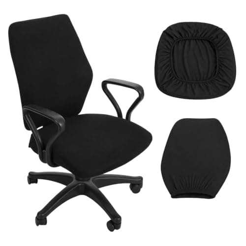 2Pcs Waterproof Office Chair Cover, Seat Cover with Seat and Back (Black)