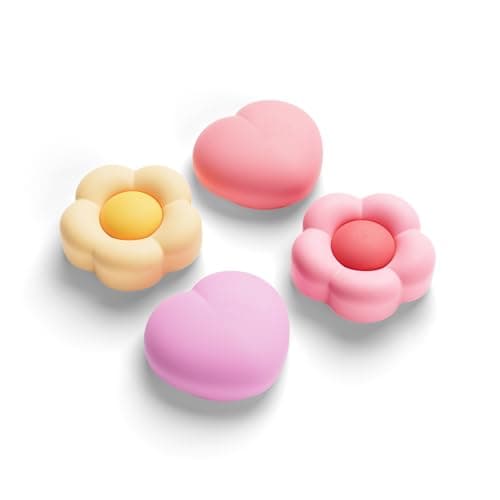 GeekShare Thumb Grips for Switch 2 (2025), Replacement Button Caps, Thumb Grip Caps, Joysticks Grip Stick Cover Compatible with Switch 2, Comfortable & Durable (4PCS) (Heart Flower (Yellow))