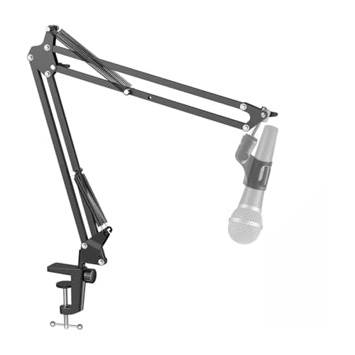 CROWNSHOP Microphone Boom Arm AK-35 Mic Arm Desk Adjustable Compact Mic Suspension Microphone Stand Mic Stand Boom Scissor Arm Stand for Mics